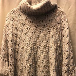 QUICK SILVER, Cowl Neck Fringed Poncho